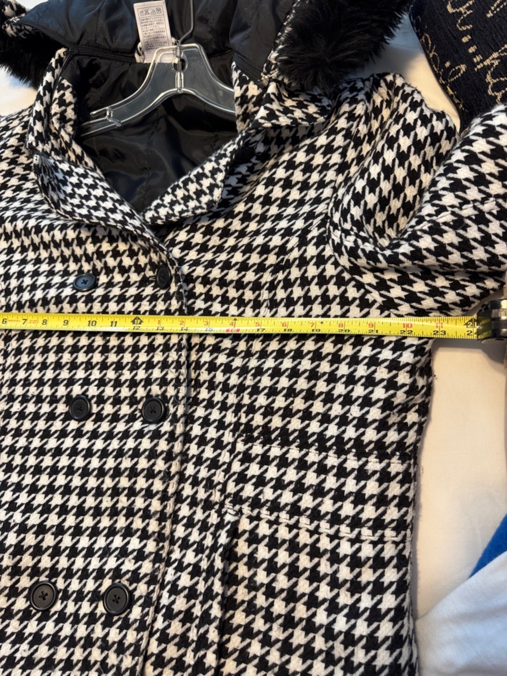 Stylish Black and White Pea Coat - Picture 8 of 11